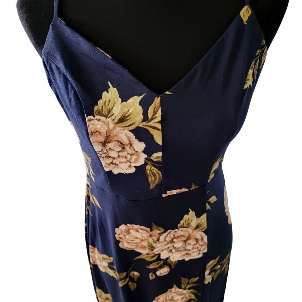 Nine Britton Jersey Knit Navy Floral Maxi Dress Size Medium - Picture 2 of 12